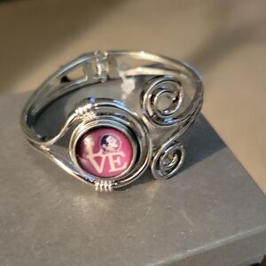 FSU Silver Love Bracelet With Removable Snap NWT $22